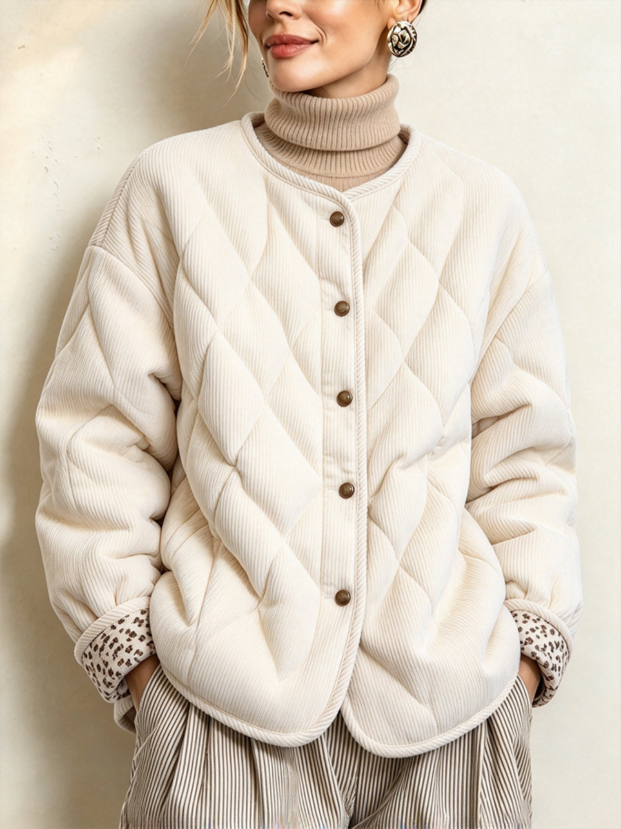 Casual Quilted Corduroy Jacket