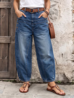 Casual Curved-Leg Denim Jeans