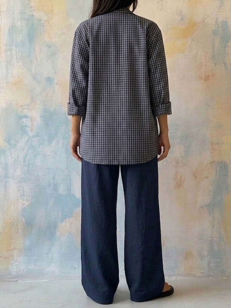 Women's Solid-color High-waisted Wide-leg Casual Pants With Drawstring