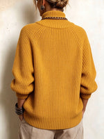 Cozy Button-Accented Ribbed Knit Sweater