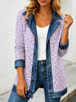Chic Leopard Print and Denim Patchwork Jacket