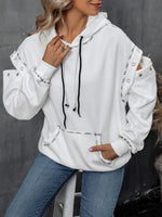 Relaxed-fit Casual Color-block Hoodie With Visible Stitching