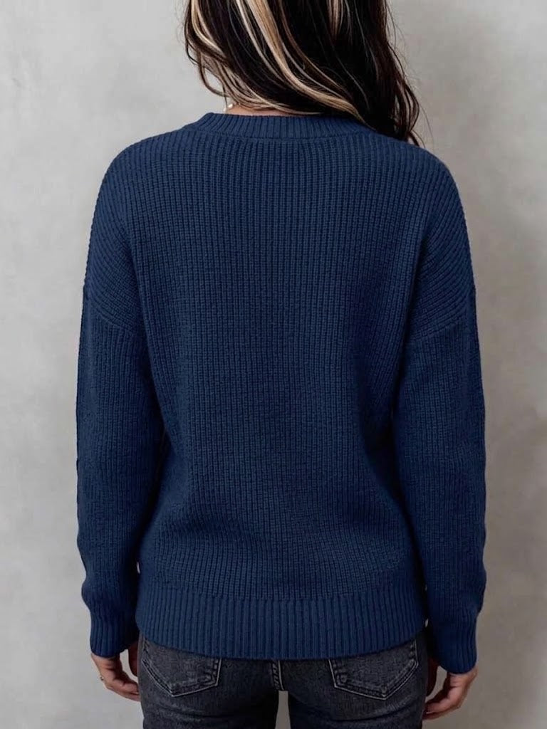Knit Sweater With Distinctive Cut-out Button Detailing