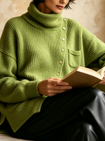Relaxed Turtleneck Asymmetric Sweater