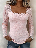 Romantic Floral Lace Square-Neck Top