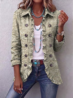 Bohemian Vintage-style Floral Embossed Print Ruffled Linen-cotton Jacket
