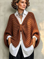 Relaxed Oversized Batwing Sleeves Cardigan Knit Top