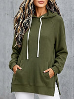 Oversized, Mid-length Corduroy Hooded Pullover With Pockets