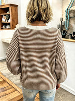 Casual V-neckline Striped Knit Top