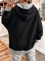 Casual Color-block Oversize Dolman Sleeves Hooded Sweatshirt