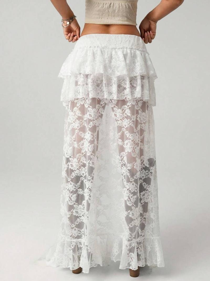 Stylish Lace Ruffle Skirt