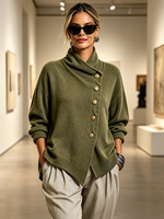 Cozy Asymmetrical Olive Green Sweater