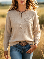 Cozy Retro Floral 3d Jacquard Sweater