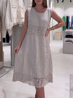 Casual Patchwork Lace, Linen, And Cotton Dress