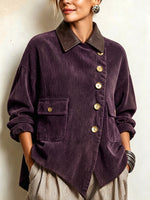 Chic Asymmetric Corduroy Shirt Jacket