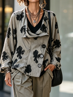 Artistic Floral Pattern Oversized Asymmetrical Jackets
