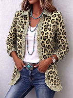 Chic Leopard Print Ruffled Jacket