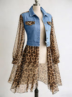 Chic Western Leopard Print Denim Jacket
