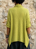 Asymmetrical Knit Cardigan With Crisscross Collar