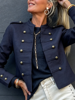 Casual Chic Vintage Military Cotton Cropped Jacket