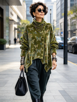 Chic Cozy Green Butterfly Velvet Tunic