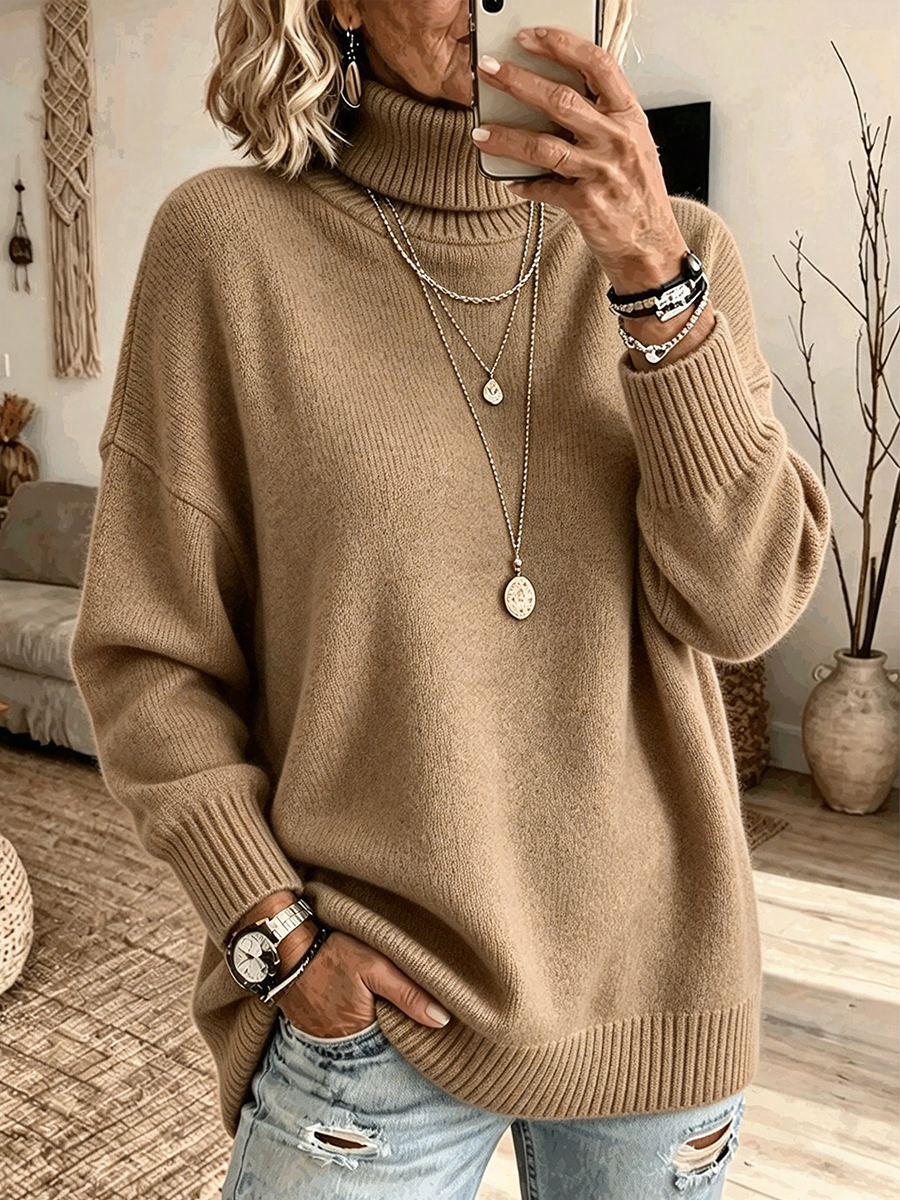 Casual Soft Turtleneck Sweater Top