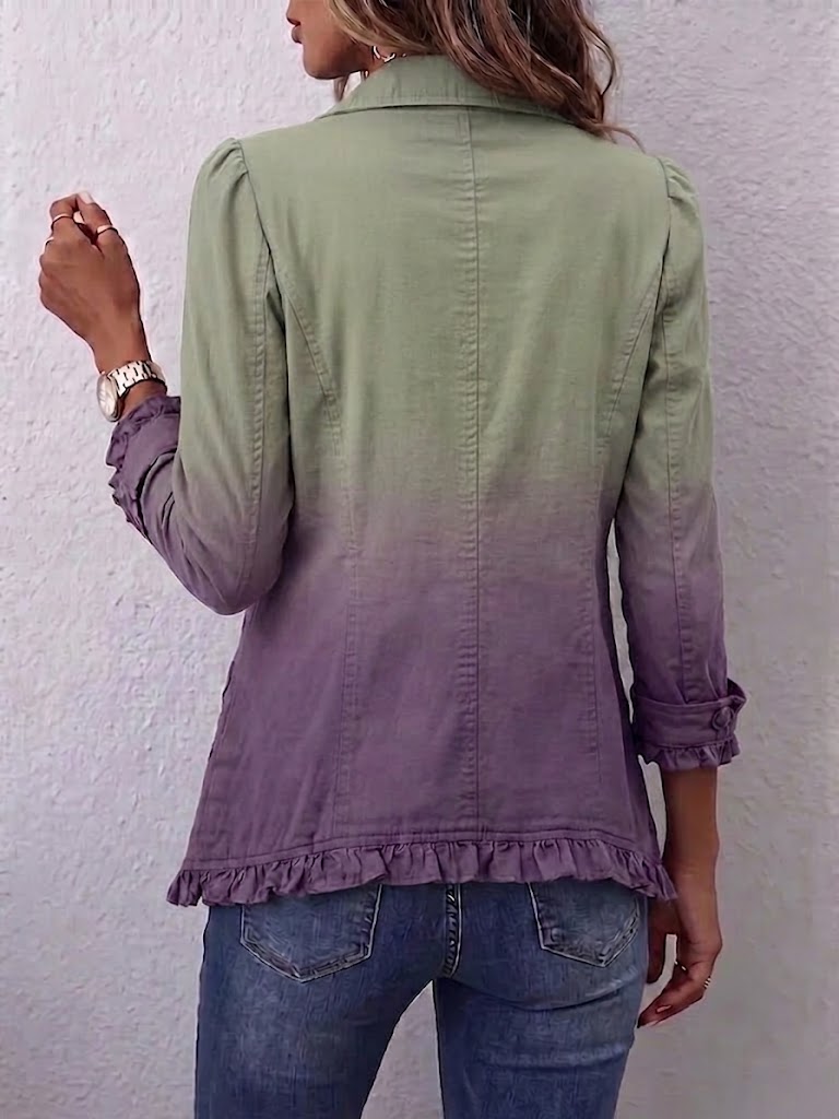 Boho-style Vintage Floral Print Ruffled Jacket