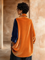 Bohemian Color-block Asymmetric Velvet Top