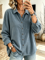 Casual Oversized Corduroy Button Down Shir