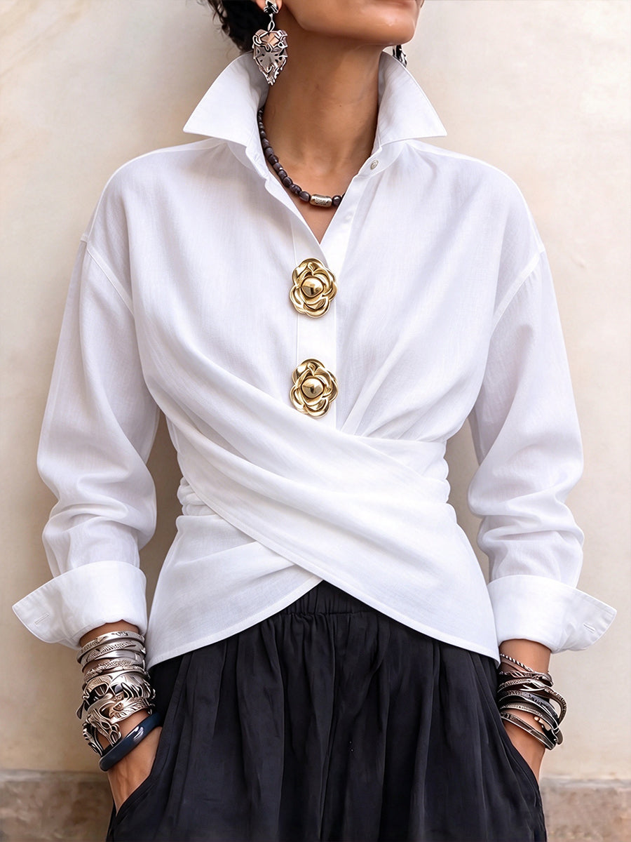 Chic Statement Wrap-Front Shirt