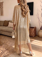 Glamorous Sequin Fringe Open-Front Cardigan