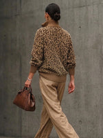 Casual And Cozy Half-zip Leopard Print Pullover Sweater