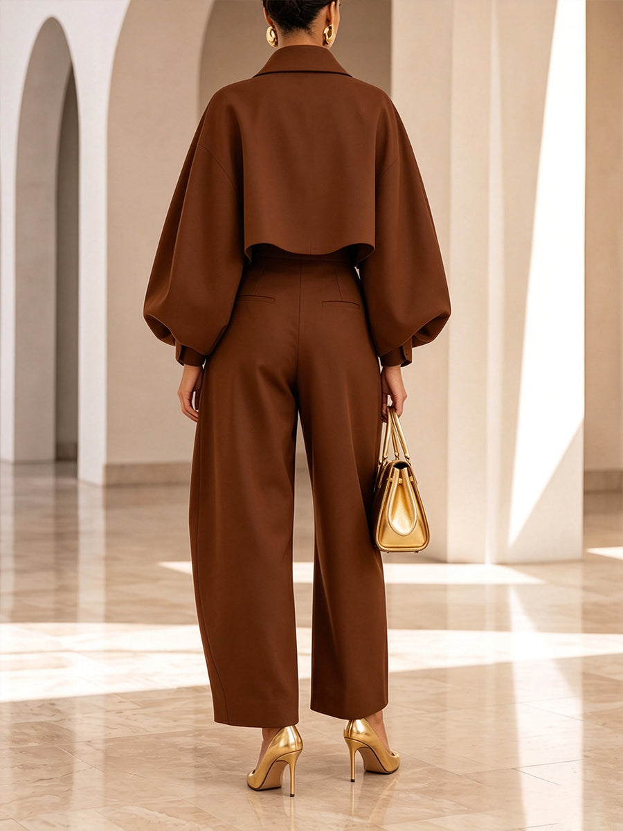 Sophisticated Rich Brown Cropped Shirt