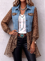 Chic Western Leopard Print Denim Jacket