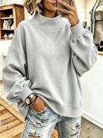 Cozy Pink High-neck Oversized Sweatshirt