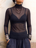 Chic Sheer Mock-Neck Mesh Top