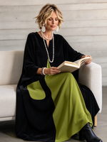 Elegant Artistic Cut Color-block Velvet Dress