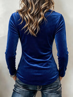 Elegant Royal Blue Velvet Ruched Top