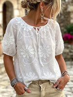 Exquisite And Elegant Cotton Shirt With 3d Embroidery