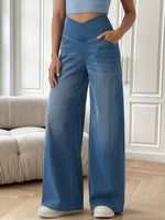 Trendy Crossover Waist High-stretch Wide-leg Jeans