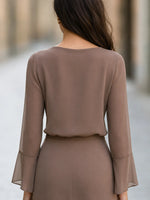 Long-sleeve Top With An Elegant Draped Collar