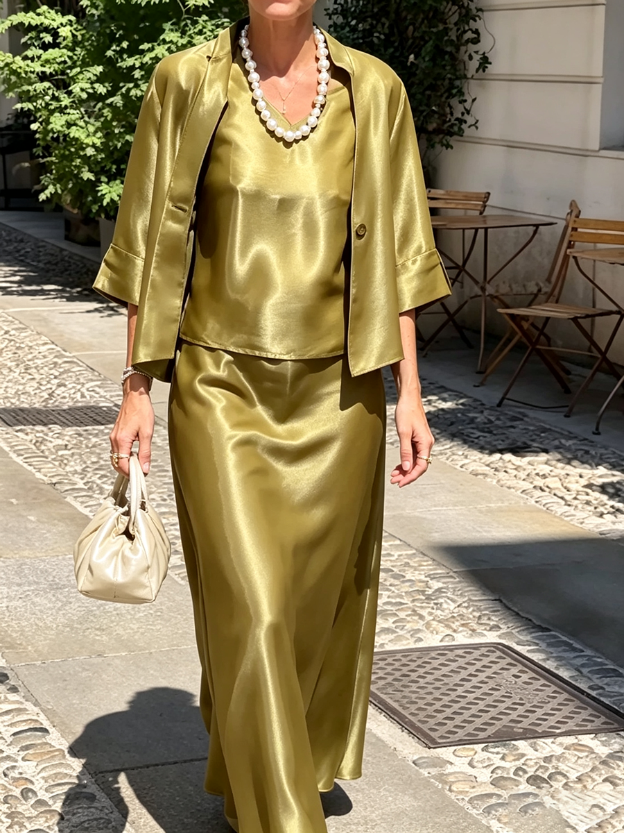 Elegant And Cozy Satin Three-piece Set