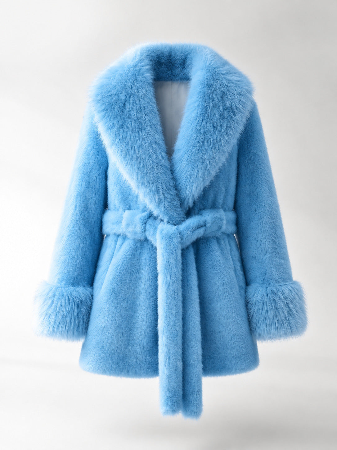 Cozy Belted Faux Fur Mid-Length Coat