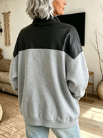 Casual Zipper Stand Collar Faux Leather Paneling Hoodie