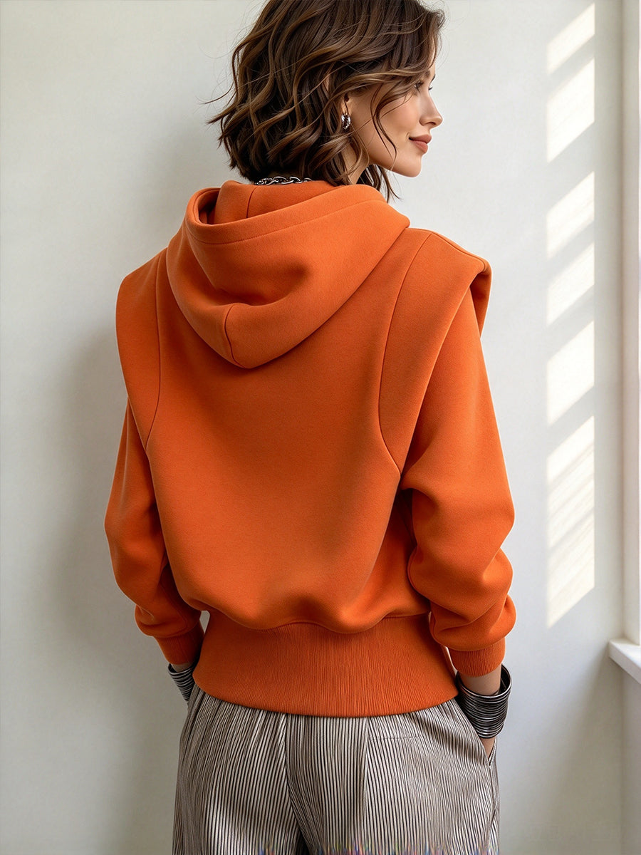 Chic Structured Half-Zip Hooded Sweatshirt