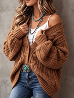 Retro Western Cable Knit Oversized Cardigan Sweater