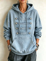 Vintage-chic Oversized Casual Denim Hoodie
