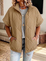 Casual Diamond-quilted Zip-up Padded Jacket