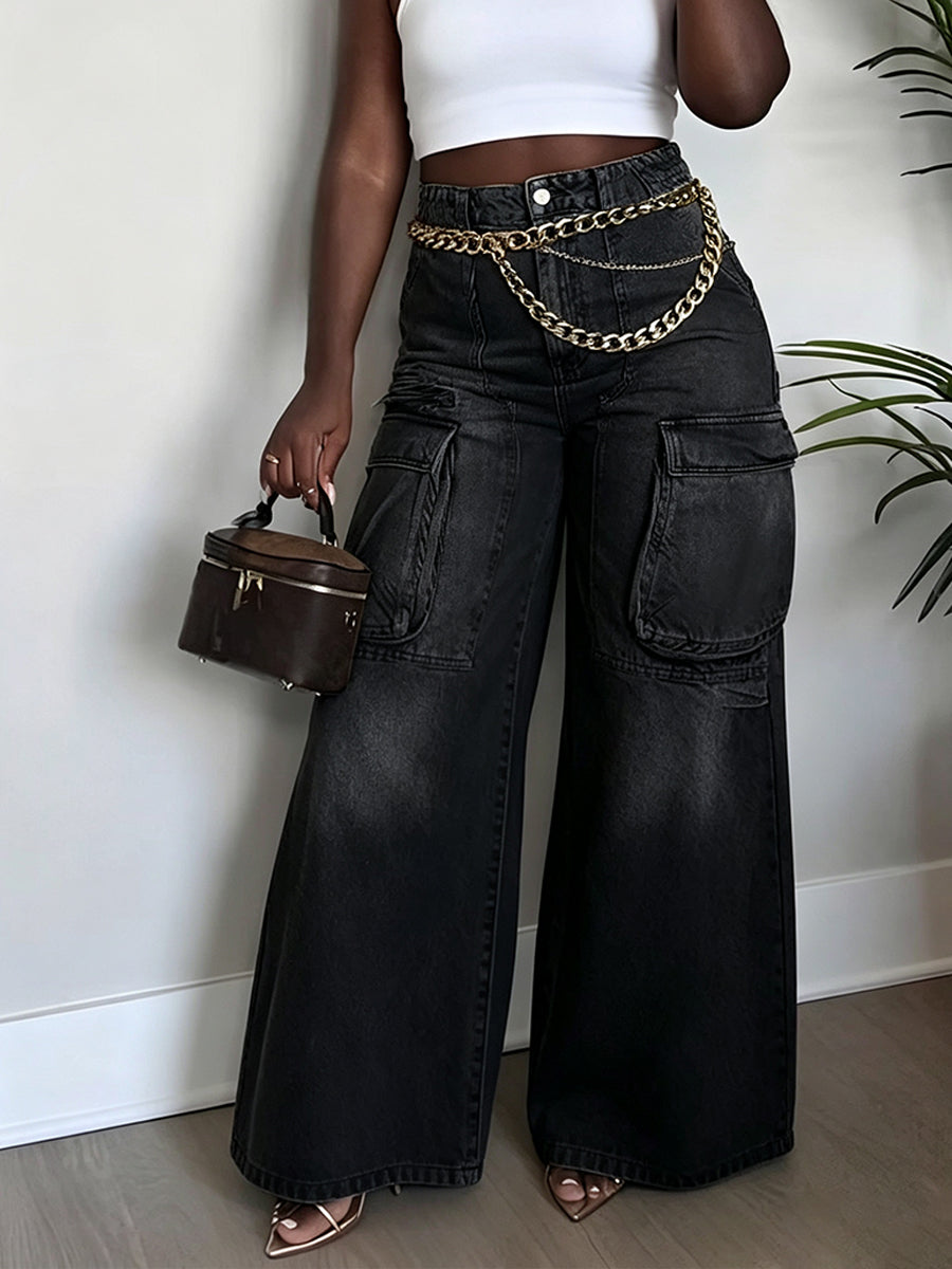 Casual Wide-leg Cargo Jeans