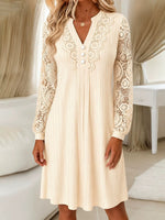 Elegant Emerald Lace-Trim Pleated Dress